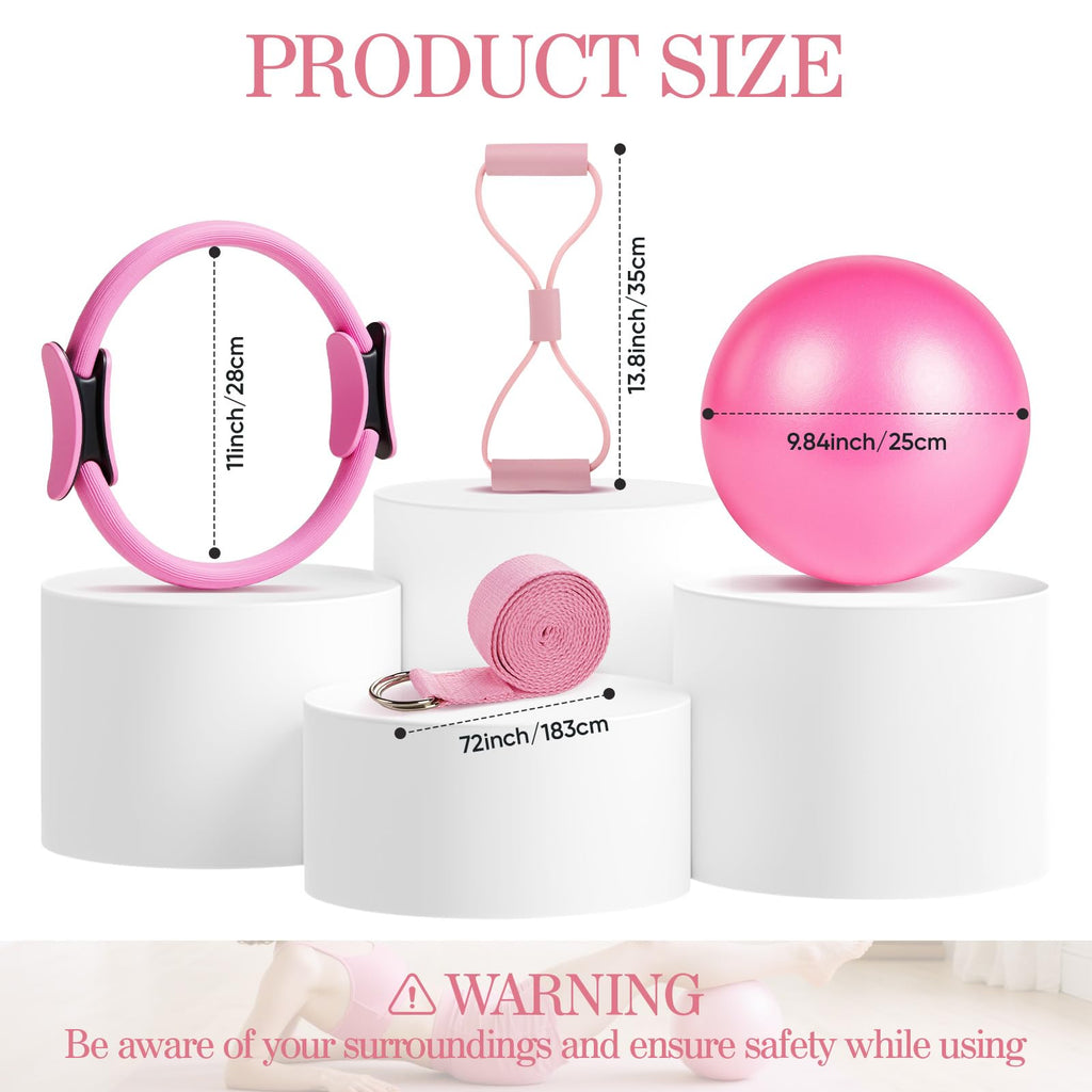 Home Pilates Kit for Women Pilates Equipment Ring and Ball Set Magic Circle Hoop with 5 Resistance Bands Compact Toning Fitness Essentials Starter Set Accessories