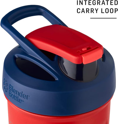 BlenderBottle Superman Strada Shaker Cup Insulated Stainless Steel Water Bottle with Wire Whisk, 24-Ounce, Man of Steel - Blue