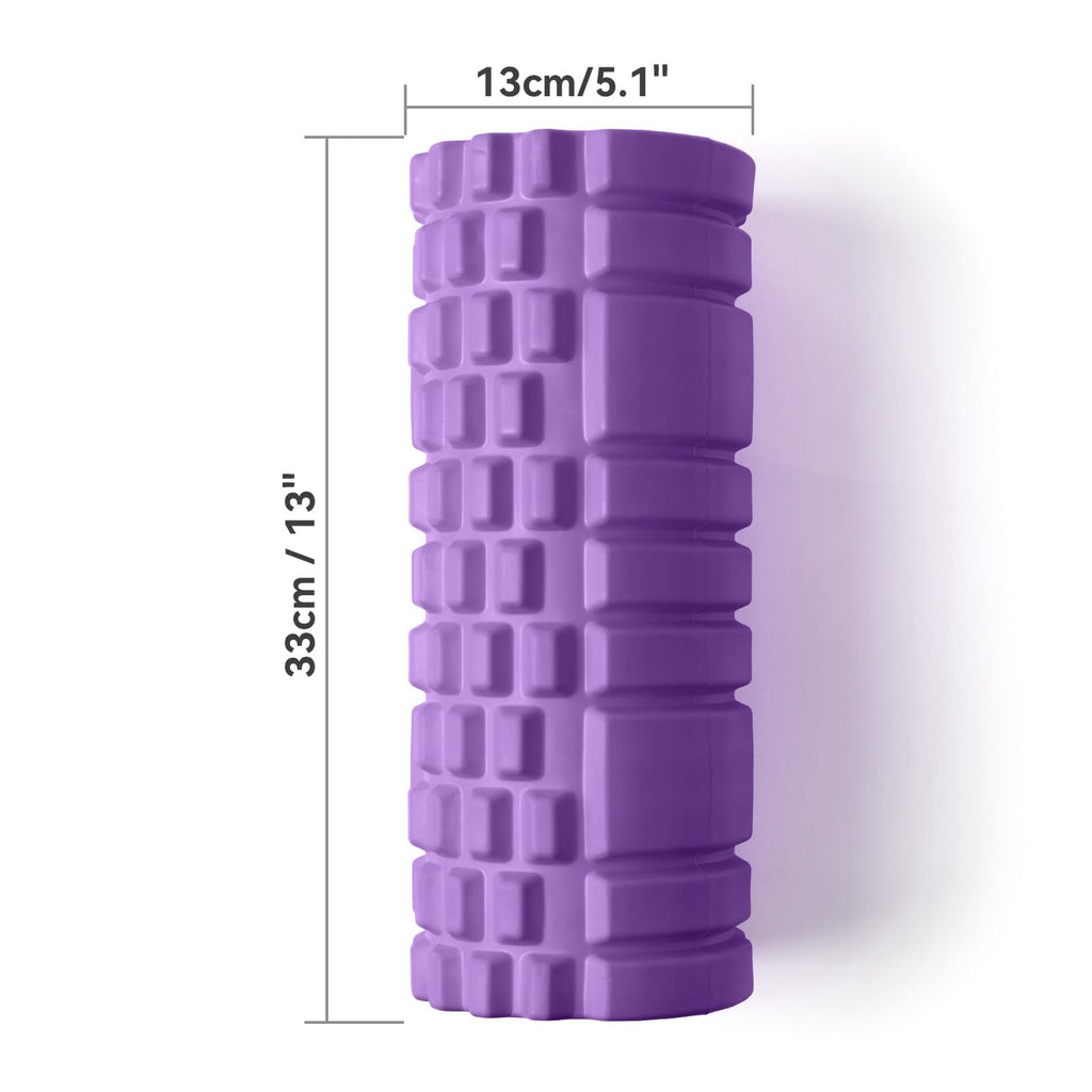 Foam Roller for Muscle Massager, Patented 13" High Density Exercise Roller for Muscle and Myofascial Trigger Point Release, Yoga, Back Roller for Fitness, Yoga (Purple)