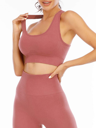 Workout Sets for Women 2 Piece High Waisted Seamless Leggings with Padded Stretchy Sports Bra Sets Gym Clothes