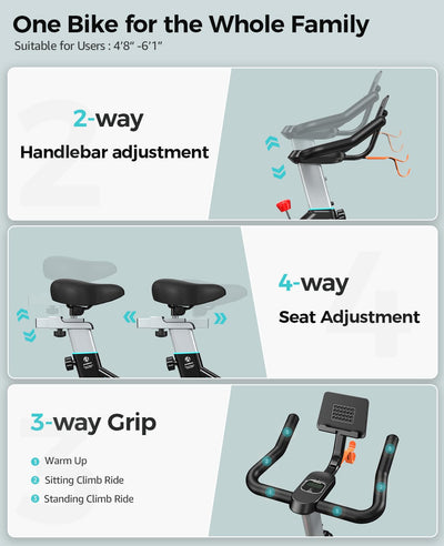 pooboo Exercise Bike, Adjustable Magnetic/Brake Pad Resistance Silent Belt Drive, Indoor Cycling Bike for Home Cardio, Fitness Stationary Bike with 350lbs/300lbs Weight Capacity &Upgraded Version Seat