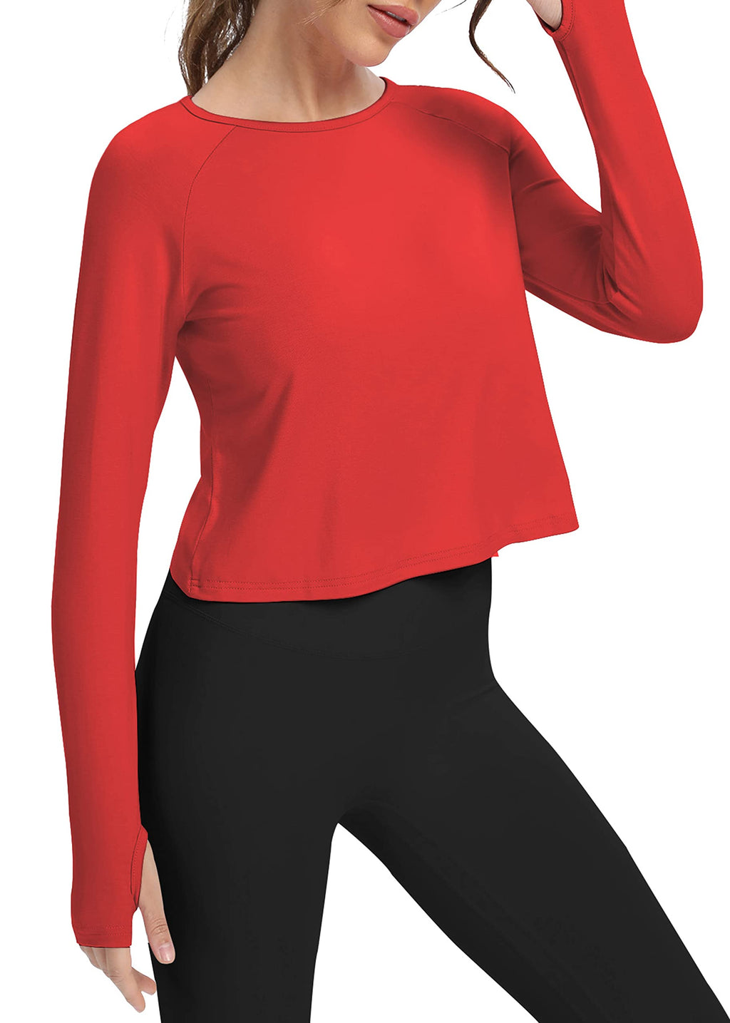 Bestisun Long Sleeve Athletic Workout Shirts Sports Yoga Gym Crop Tops for Women