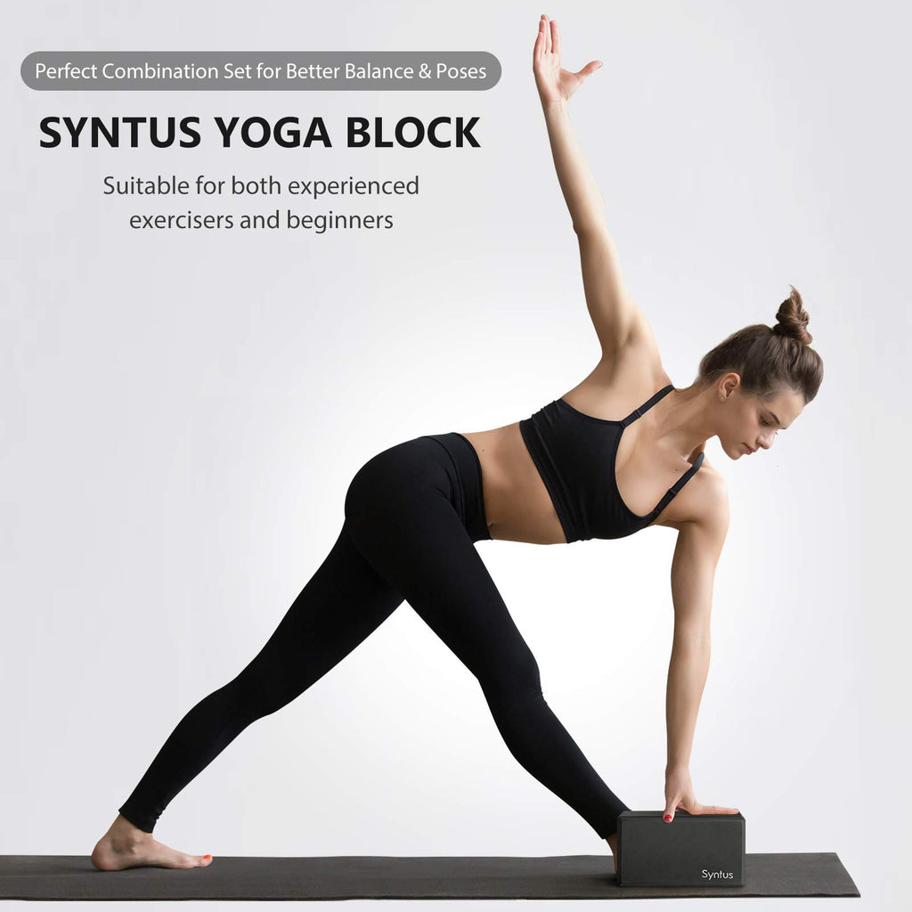 Syntus Yoga Block and Yoga Strap Set, 2 Soft Non-Slip Yoga Blocks 9×6×4 inches, 8FT Metal D-Ring Strap for Yoga, General Fitness, Pilates, Stretching and Toning