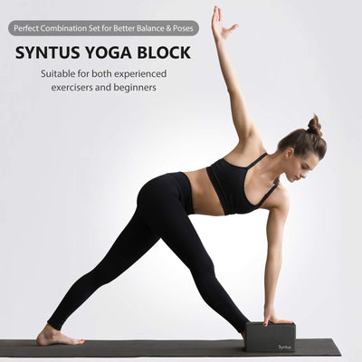 Syntus Yoga Block and Yoga Strap Set, 2 Soft Non-Slip Yoga Blocks 9×6×4 inches, 8FT Metal D-Ring Strap for Yoga, General Fitness, Pilates, Stretching and Toning