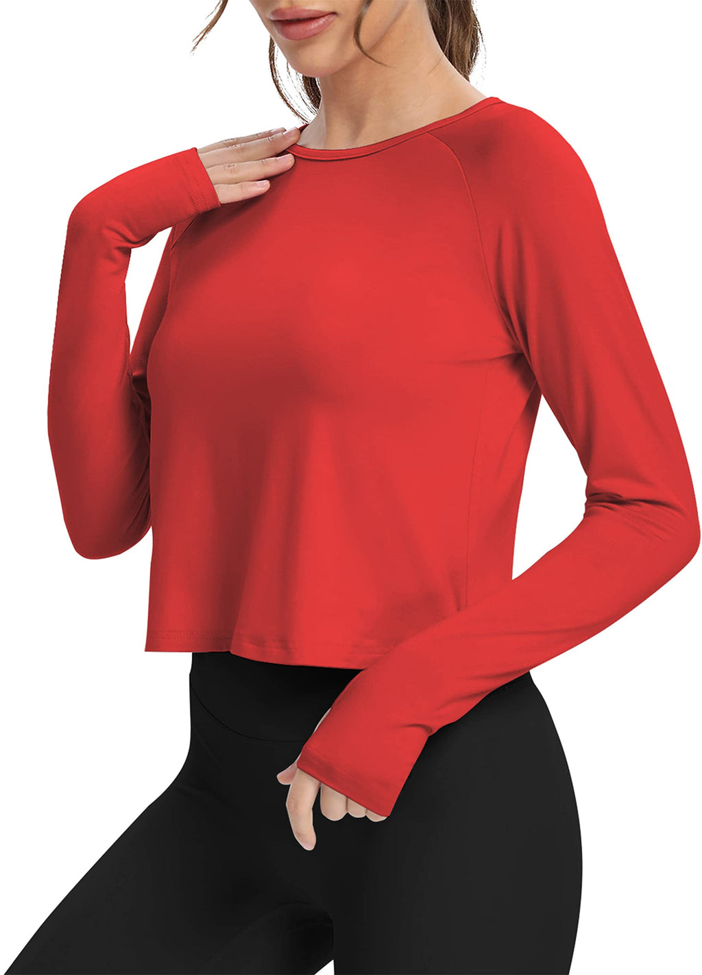 Bestisun Long Sleeve Athletic Workout Shirts Sports Yoga Gym Crop Tops for Women