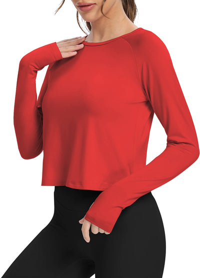 Bestisun Long Sleeve Athletic Workout Shirts Sports Yoga Gym Crop Tops for Women