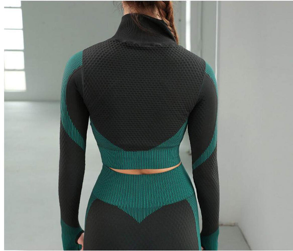 3pcs Seamless Outfit Workout Sets Gym for Women, Fitness Sports School Running Clothes Yoga Sportswear