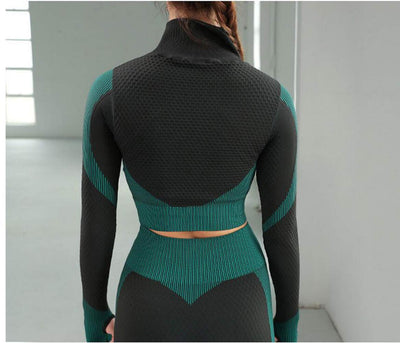 3pcs Seamless Outfit Workout Sets Gym for Women, Fitness Sports School Running Clothes Yoga Sportswear