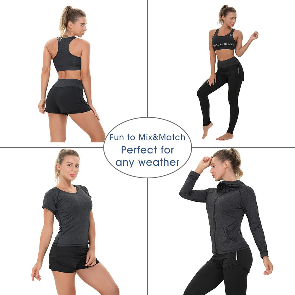 Women Workout Clothes Set 5 PCS Exercise Athletic Outfits Set