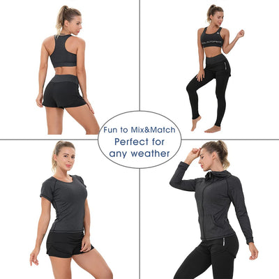 Women Workout Clothes Set 5 PCS Exercise Athletic Outfits Set