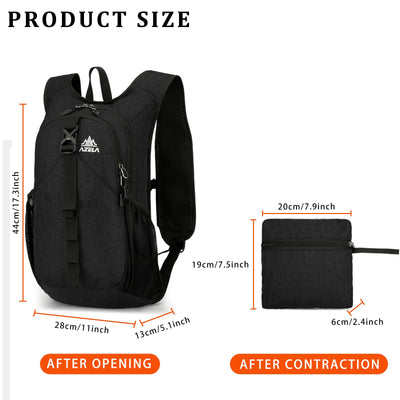 15L Small Hiking Backpack Foldable Ultralight Trekking Camping Outdoors Backpack for Women Men (black)