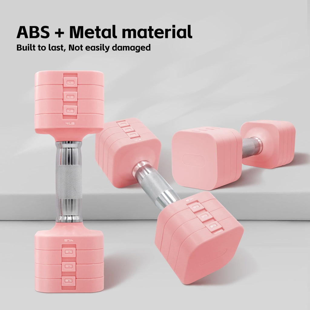 20LBS Adjustable Dumbbell Set, 4 in 1 Free Weights Dumbbells Set for,4lb 6lb 8lb 10lb, with Metal Non Slip Handle，Quick Change，Home Gym Strength Training Equipment for Men and Women