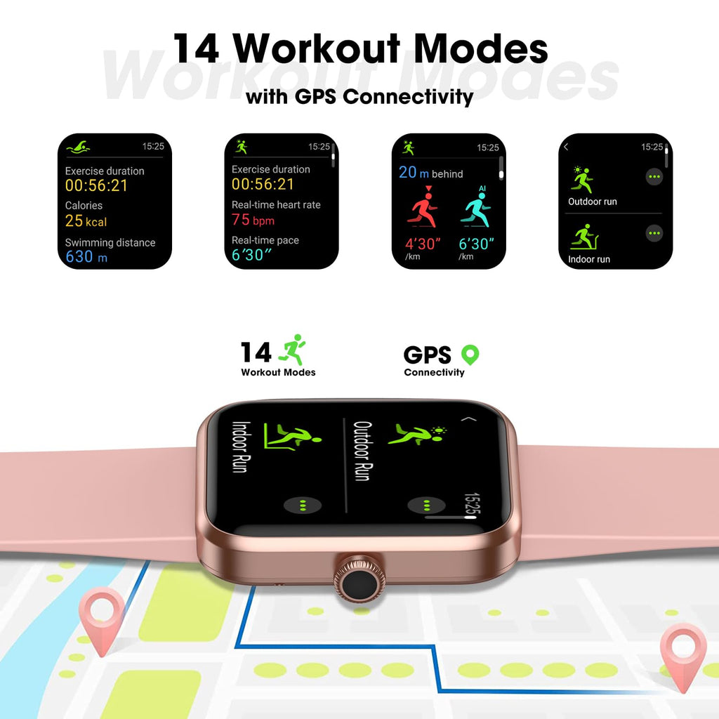 Smart Watch for Women Men, Fitness Tracker Watch with Heart Rate Monitor, Sleep, Blood Oxygen Tracker, 5ATM Waterproof Smartwatch Sports Watch Compatible with Android iOS Phones Step Calories Counter