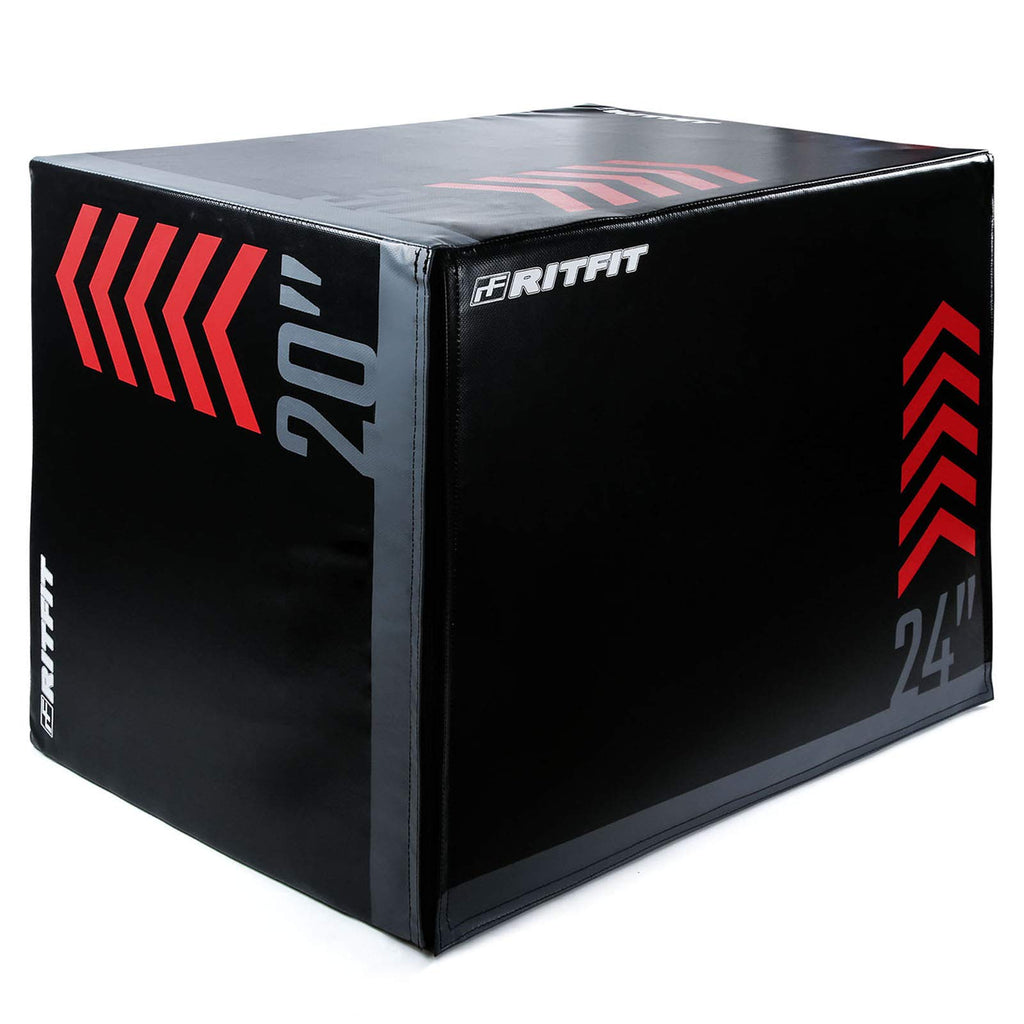 RitFit 3 in 1 Extra Firm Soft Plyo Box Foam Plyometric Box-30”x24”x20”-20"x18"x16" Heavy Duty High Density Foam Jumping Box 3 Sizes with PVC Cover,Platform for Home Gym Fitness, 440lb Weight Capacity
