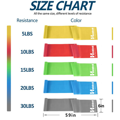 Resistance Bands for Working Out, Physical Therapy Bands, Latex Free Elastic and Exercise Bands Set for Stretching, Suitable for Rehab, Yoga, Pilates, Gym, Home Exercise