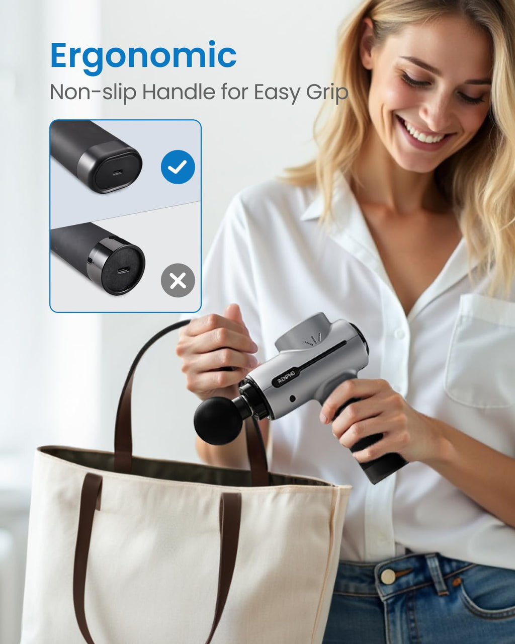 RENPHO Massage Gun Deep Tissue, Christmas Birthday Gifts for Women Men, Portable Percussion Massager for Back and Neck, Handheld Device with Carry Case, Active