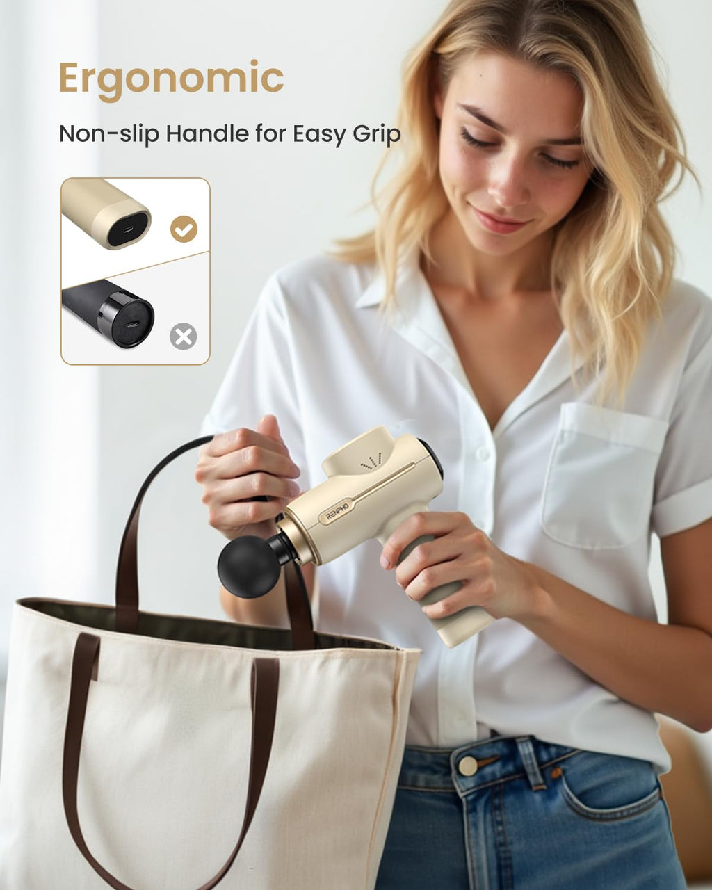 RENPHO Massage Gun Deep Tissue, Christmas Birthday Gifts for Women Men, Portable Percussion Massager for Back and Neck, Handheld Device with Carry Case, Active