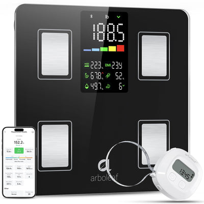 Arboleaf Smart Scale with BMI, Body Fat, Muscle Mass, 14 Composition Metrics, Large LED Display, Digital Bathroom Scale for Weight, Accurate Weighing Machine, App Sync, 500lbs, 11.8"