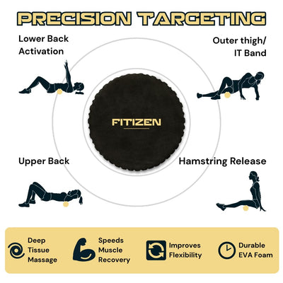Fitizen Foam Roller – Muscle Massage Rehab Stiff Back Pain Physical Therapy Deep Tissue Firm Exercise Equipment Home Gym Stress Yoga Pilates for The Fit Citizen by FitNation
