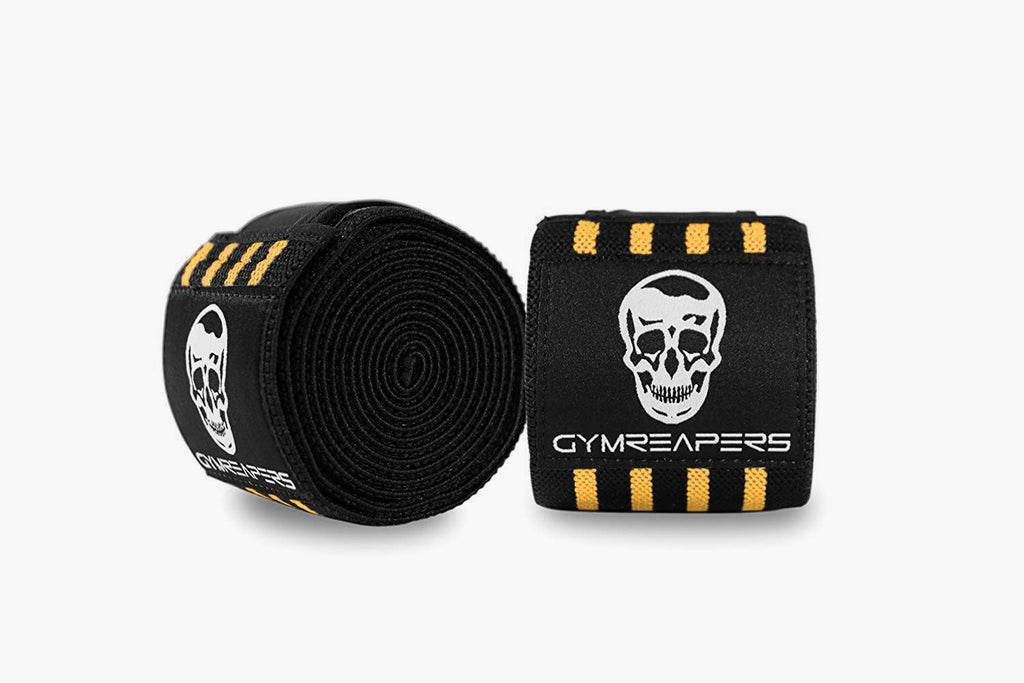 Gymreapers Knee Wraps for Squats and Powerlifting 72 Inch Compression Wraps with Strap for Men & Women Weightlifting Support