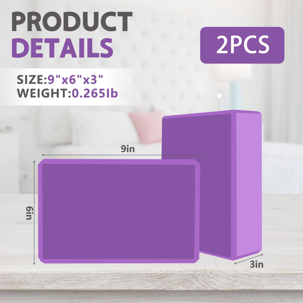 9"x6"x3" Yoga Blocks, Soft Non-Slip Surface Premium Foam Blocks, Supportive, Lightweight, Odor Resistant, Yoga Accessories for Pilates Meditation General Fitness Stretching Toning