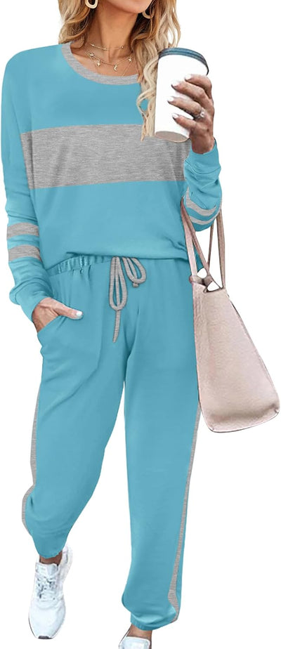 Aloodor Sweatsuit for Women 2 Piece Outfits for Womens Crewneck Sweatshirts Pullover