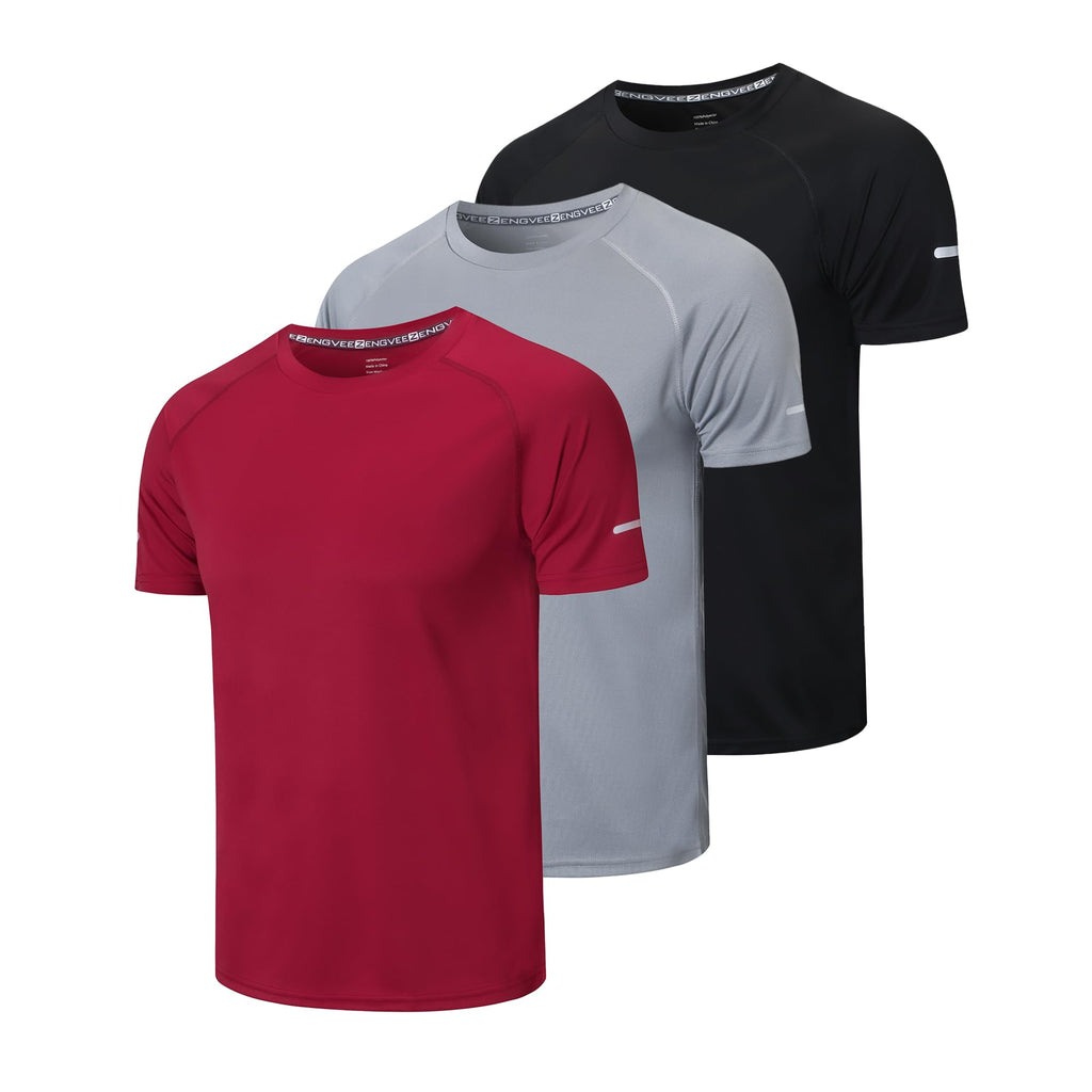 frueo Men's 1/3 Pack Workout Shirts Quick Dry Moisture Wicking Short Sleeve Mesh Athletic T-Shirts