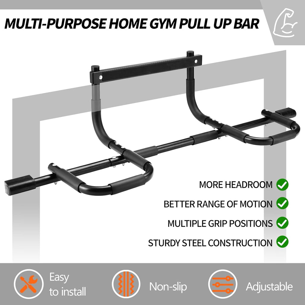 NOWAKE Pull up bar For Doorway,300lbs Heavy Duty Adjustable Width Portable Functional Ergonomic Design Door Frame Chin Up Bar With USA Patent For Home Fitness Workouts