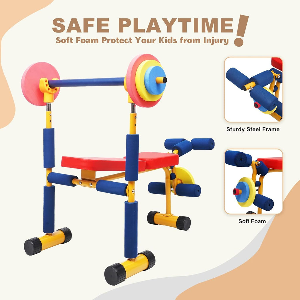 Kids Workout Equipment Kids Weight Bench Set Exercise Equipment Indoor Play Gym Toddler Workout Weight Set - Baby Weights Toys for Age 3 and Up by Home-Man