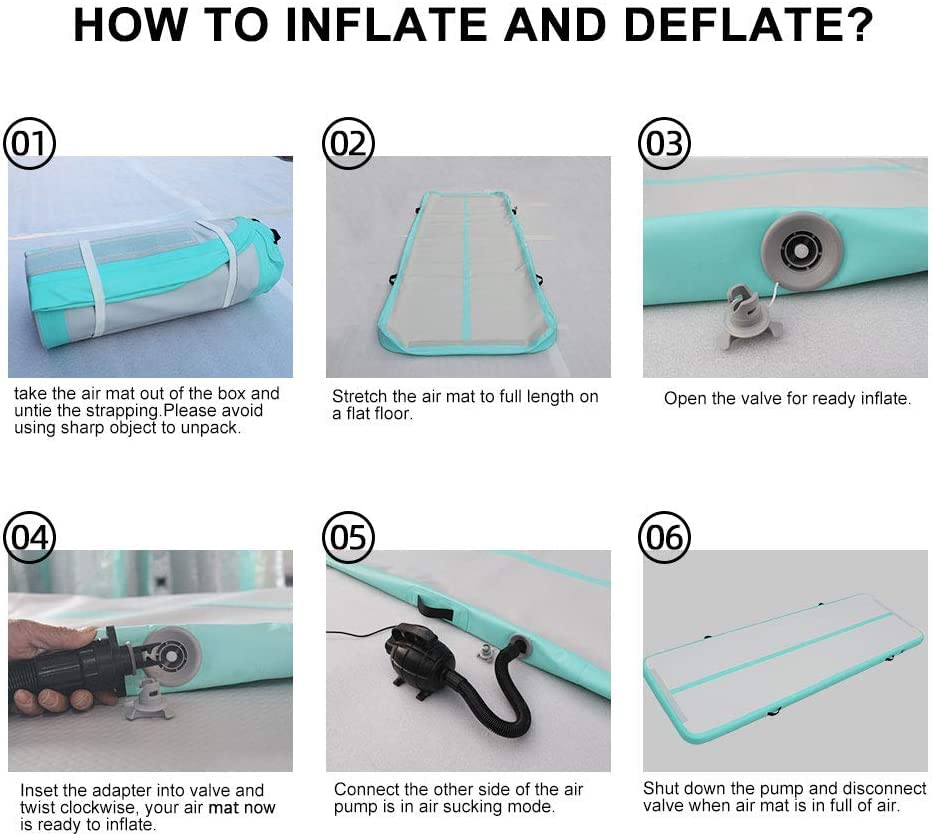 DAIRTRACK Inflatable Gymnastics Air Mat 10ft/13ft/16ft/20ft Tumble Track Tumbling Mats for Home Use/Gym/Training/Cheerleading/Yoga/Water