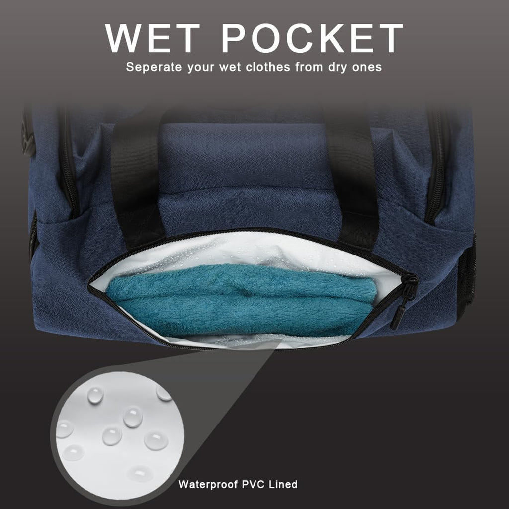 Gym Bag for Men Women, Small Fitness Workout Sports Bag with Wet Pocket & Shoes Compartment, Water Resistant Overnight Weekender Duffel Bag