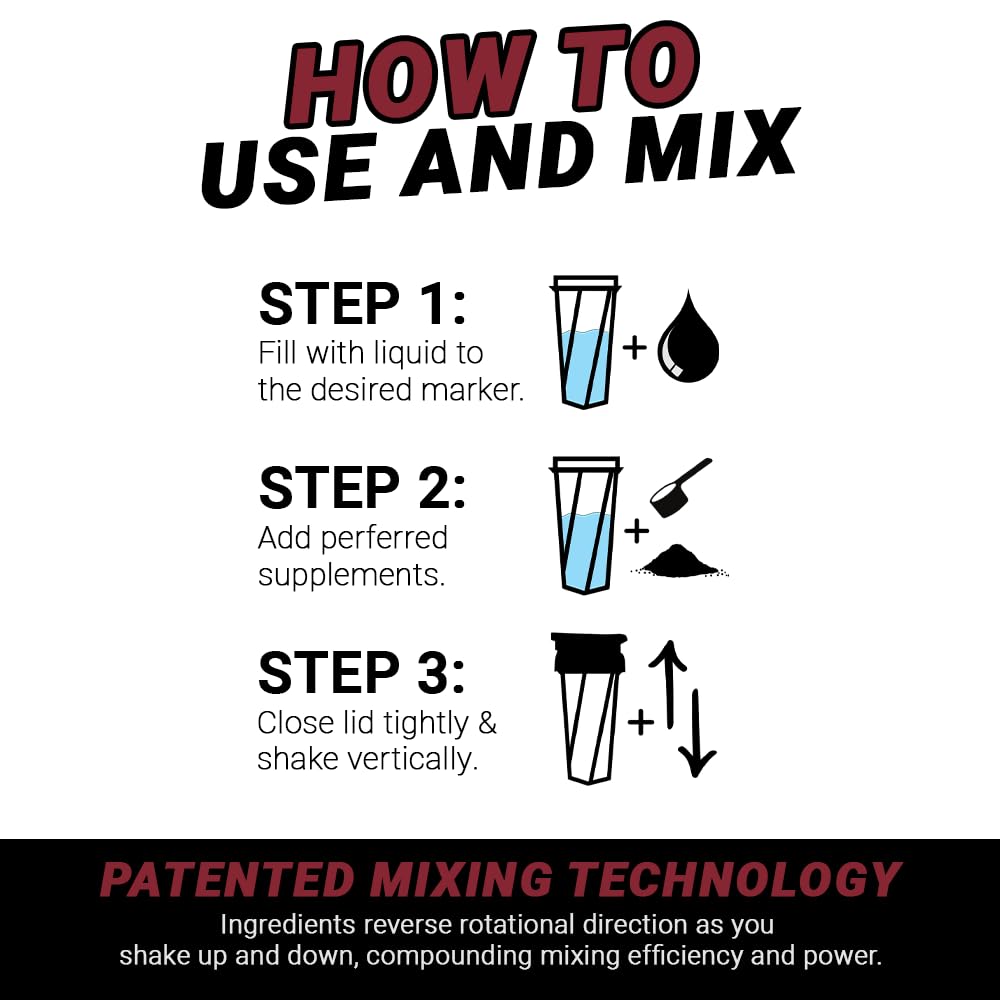 HELIMIX 2.0 Vortex Blender Shaker Bottle Holds upto 28oz | No Blending Ball or Whisk | USA Made | Portable Pre Workout Whey Protein Drink Shaker Cup | Mixes Cocktails Smoothies Shakes | Top Rack Safe