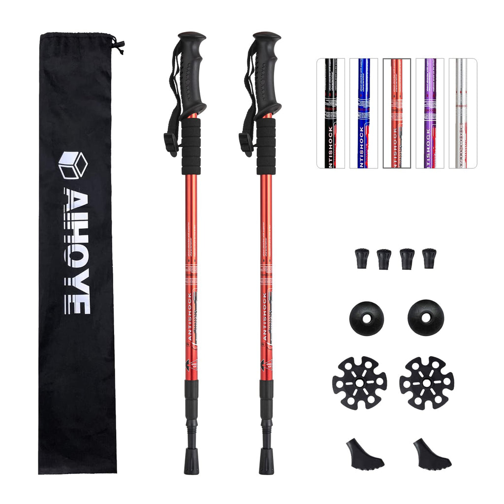 Aihoye Hiking Trekking Poles, 2 Pack Collapsible, Lightweight, Anti Shock, Walking Sticks, Adjustable Hiking Pole for Men and Women