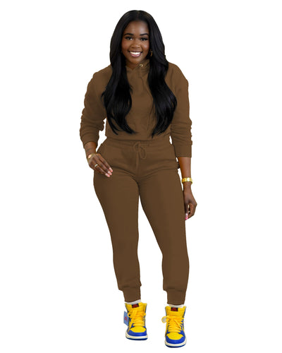 TOPSRANI Womens Two Piece Outfits Bodycon Tracksuit Sweatsuits Hoodie Solid Jogger Biker Workout Lounge Long Sleeve Pant Sets