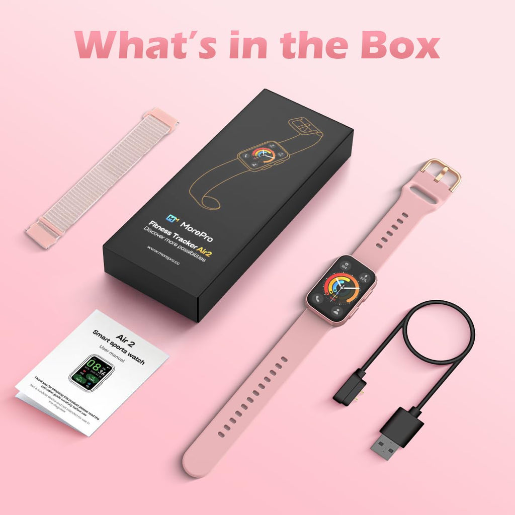 MorePro Health Fitness Tracker with Blood oxy-gen Monitor and 24/7 Heart Rate and Blood Pressure, Sleep Monitor, 120+ Sport Modes Waterproof Fitness Watch for Women Men Android iOS, Black