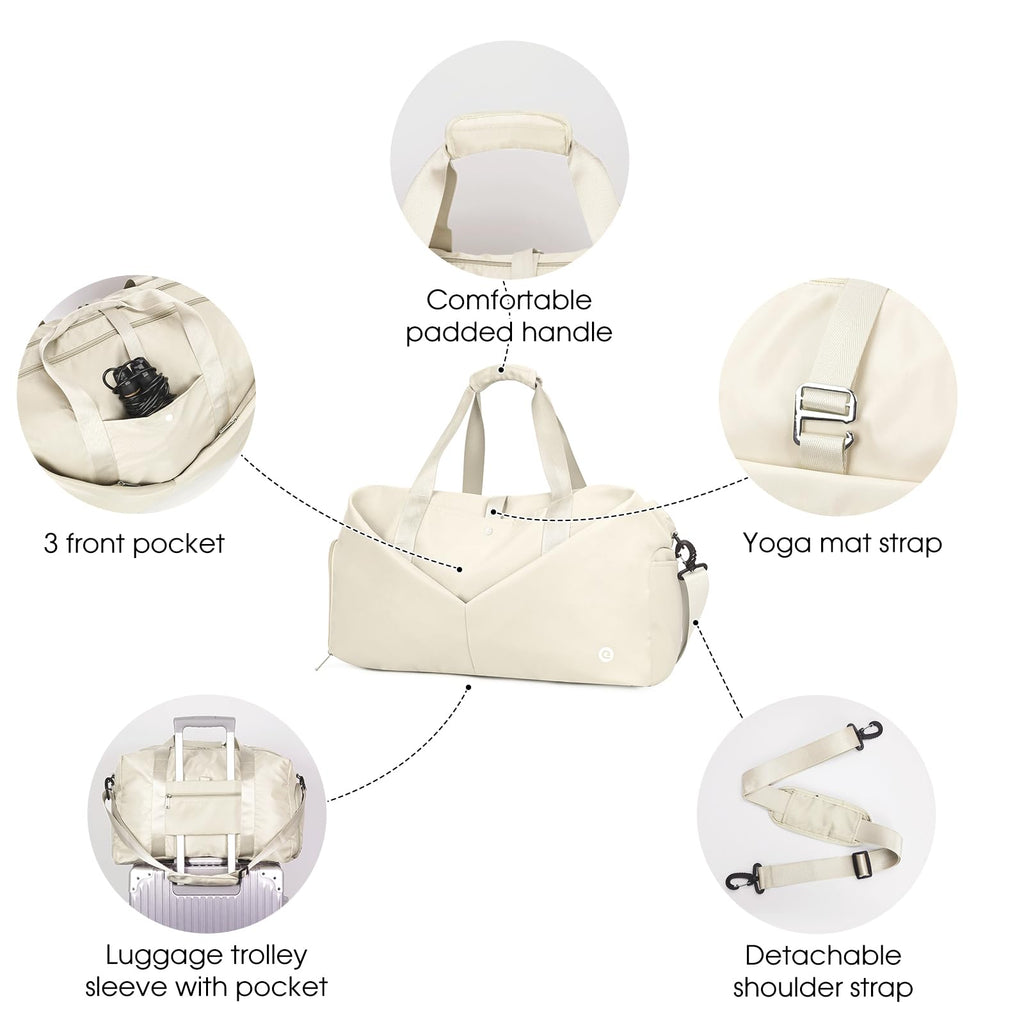 Ceneda 20" Gym Bag for Women with Wet Pocket & Shoe Compartment, Lightweight Duffel Waterproof Carry On Duffle for Travel, Yoga, Overnight (Green)