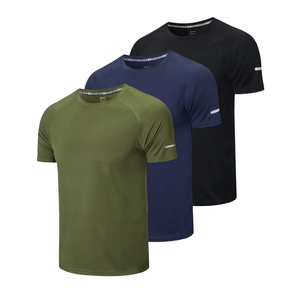 frueo Men's 1/3 Pack Workout Shirts Quick Dry Moisture Wicking Short Sleeve Mesh Athletic T-Shirts