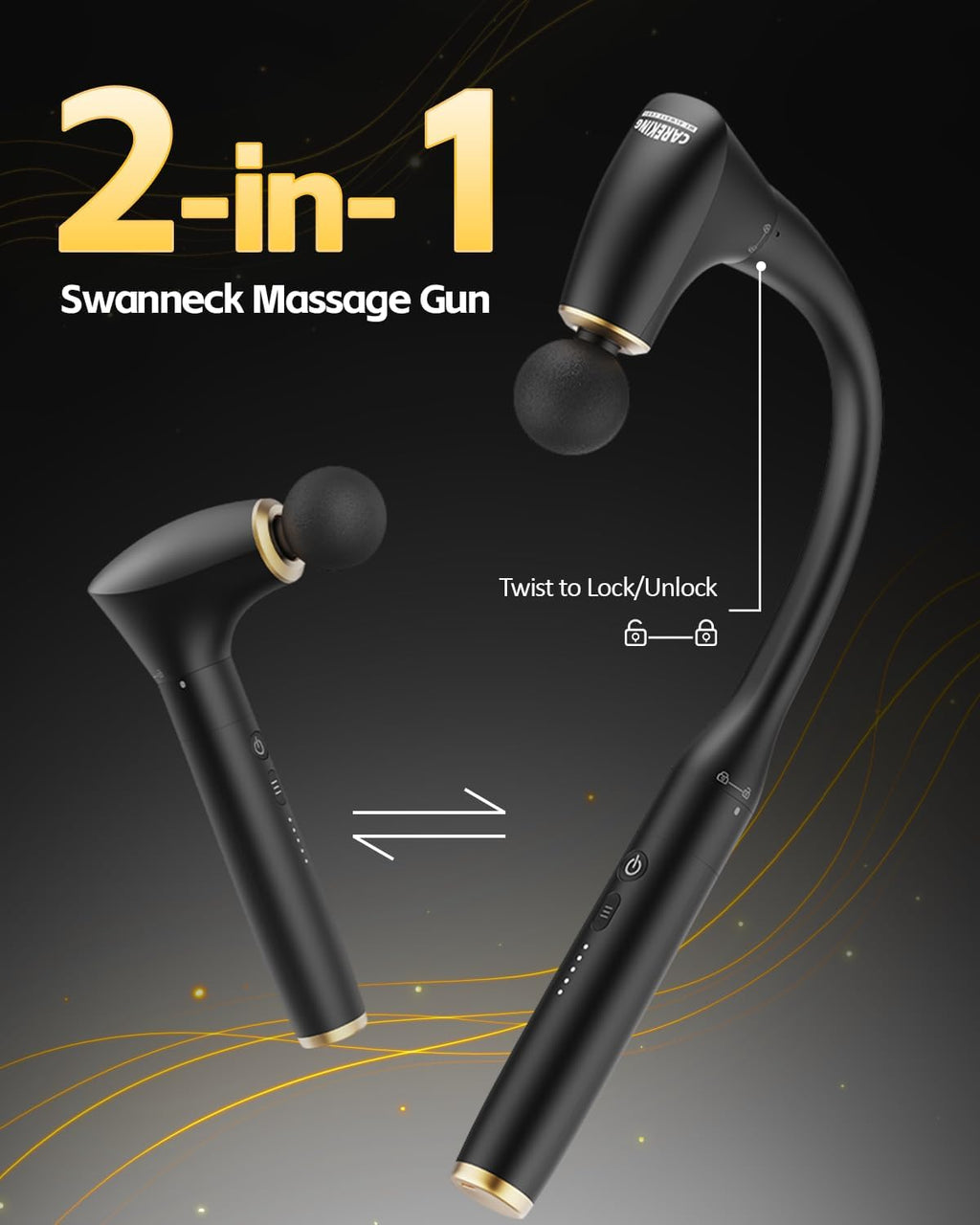 2-in-1 Detachable Percussion Massage Gun with Extension Handle, Back Massager for Pain Relief Deep Tissue Muscle Massager for Arm Shoulder Lower Back Thigh Waist, Gifts for Women , FSA-HSA Eligible