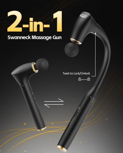 2-in-1 Detachable Percussion Massage Gun with Extension Handle, Back Massager for Pain Relief Deep Tissue Muscle Massager for Arm Shoulder Lower Back Thigh Waist, Gifts for Women , FSA-HSA Eligible