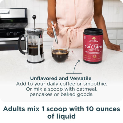 Ancient Nutrition Collagen Powder Protein with Probiotics, Unflavored Multi Collagen Protein with Vitamin C, 45 Servings, Hydrolyzed Collagen Peptides Supports Skin and Nails, Gut Health, 16oz