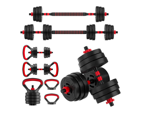 OLIXIS Adjustable Dumbbell Set, 4 IN 1 Changeable Dumbbells, Barbell, Kettlebells and Push Up Stand, Multi-Functional Exercise and Fitness for Home Gym