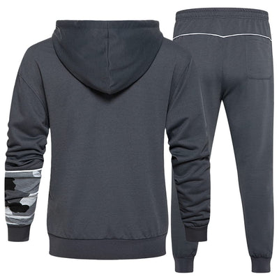 DUOFIER Men's Hooded Athletic Tracksuit Casual Full Zip Jogging Sweatsuits