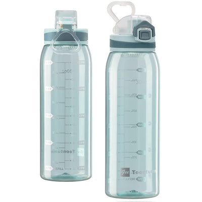 30oz Sport Water Bottle with Time Markers, Large Durable Gym Plastic Bottle Tritan BPA Free for Fitness, Outdoor Enthusiasts, Leakproof Gray (Pack of 1)