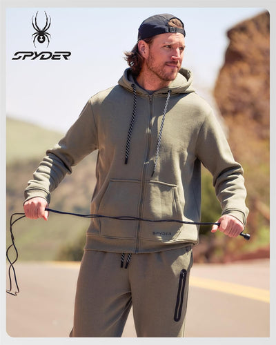 Spyder Mens Tracksuit - 2 Piece Sweatsuit for Men with Zip Up Hoodie & Jogger Sweatpants, Track Suit for Jogging or Warm Up