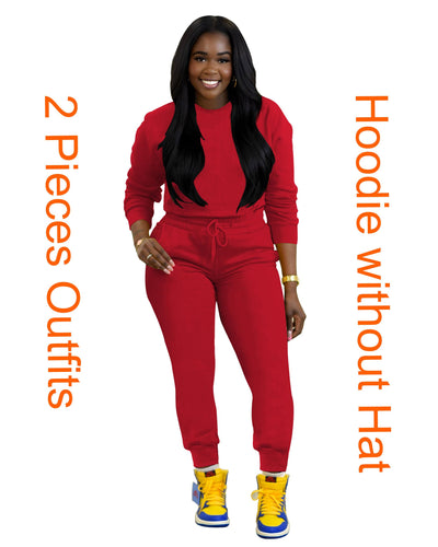 TOPSRANI Womens Two Piece Outfits Bodycon Tracksuit Sweatsuits Hoodie Solid Jogger Biker Workout Lounge Long Sleeve Pant Sets