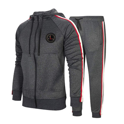 DUOFIER Men's Hooded Athletic Tracksuit Casual Full Zip Jogging Sweatsuits