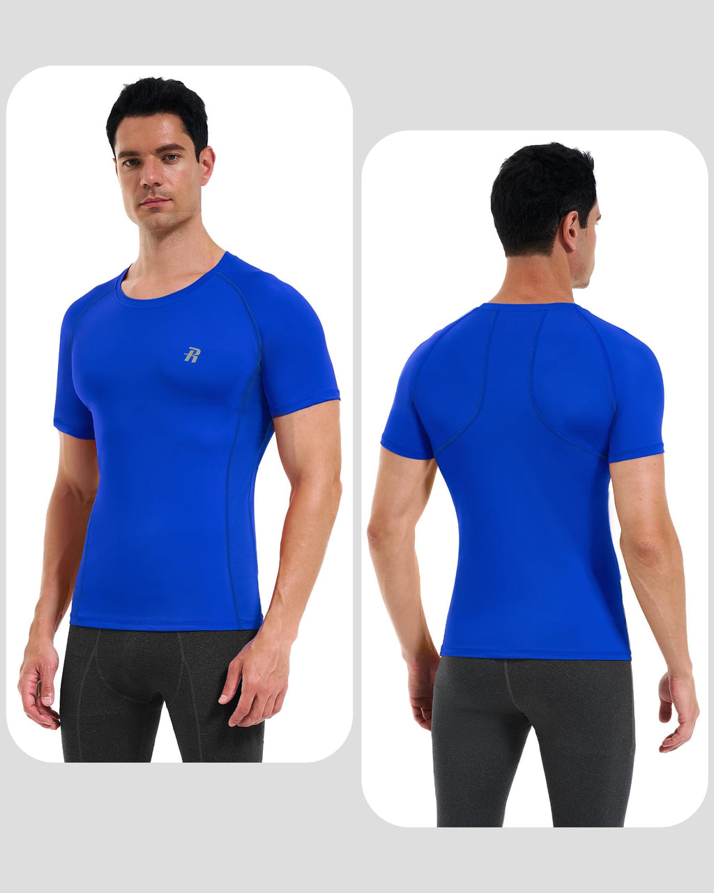 Runhit 3 Pack Men's Compression Shirts Short Sleeve Athletic T Shirt Cool Dry Workout Tops Sports Base Layer Undershirt
