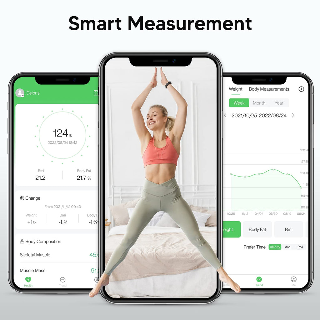 Arboleaf Scale for Body Weight, Smart Scale with BMI, Body Fat, Muscle Mass, 26 Metrics Full Body Composition Analyzer, 8-Electrode High Precision Digital Bathroom Scale, Bluetooth Sync, White