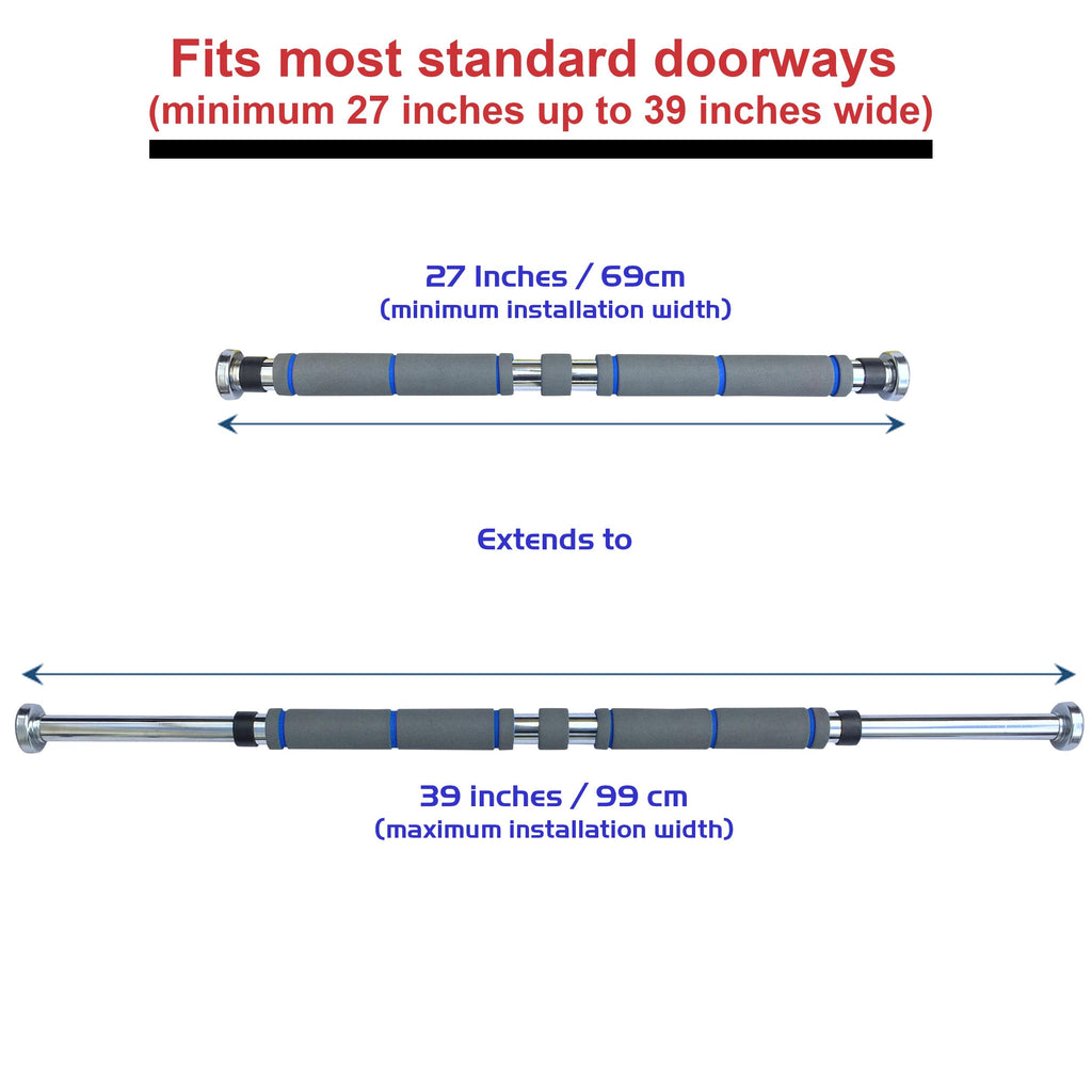 Garren Fitness Maximiza Pull Up Bar for Doorway - 27 to 39 Inches Adjustable Width Pullup Bar/Chin up Bar with 3 Sets of Screw-in Heavy-Duty Door-Mounts