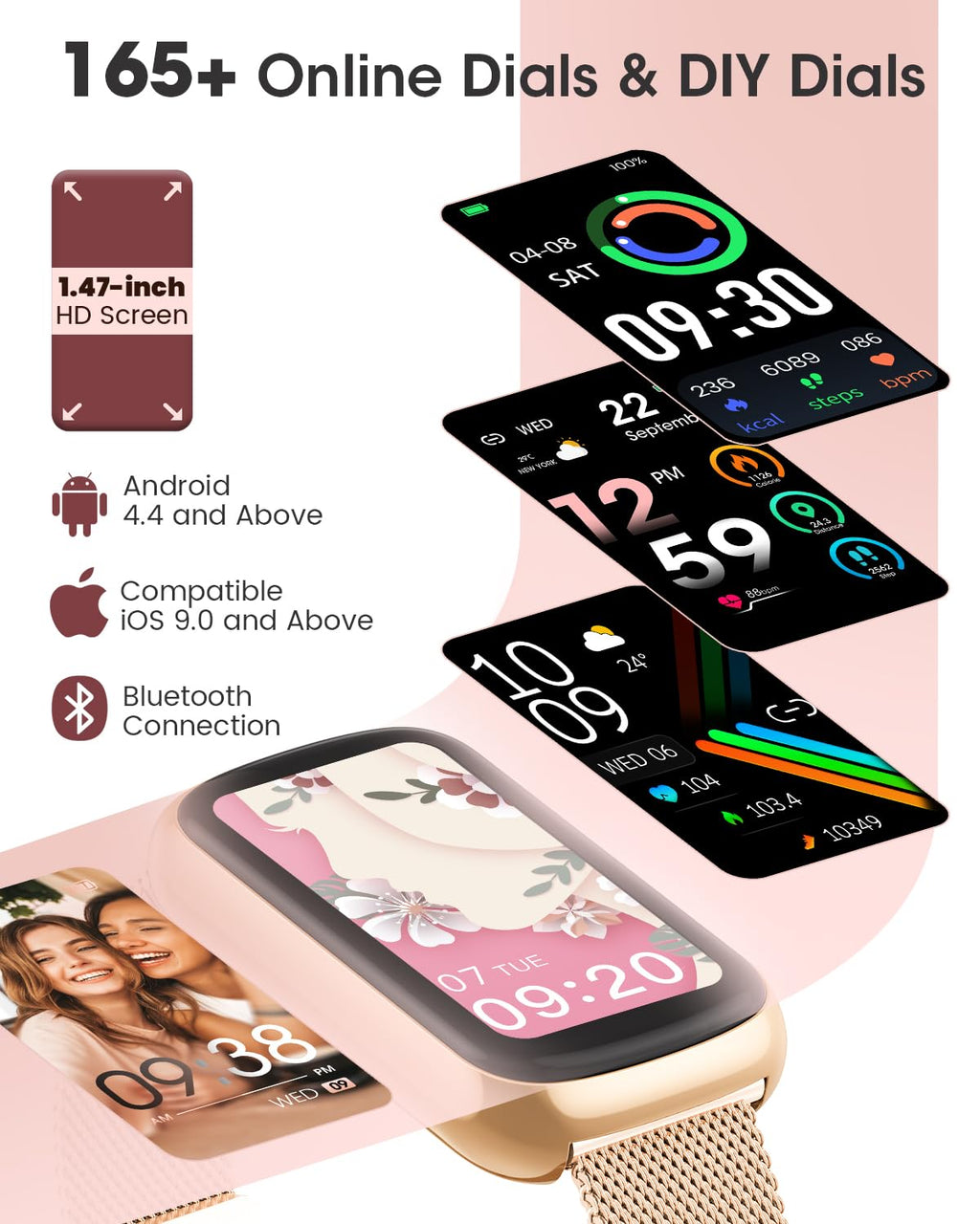 Fitness Watches for Women, Fitness Tracker with Heart Rate/SpO2 Monitor, Smart Watches for Women with Sleep/Step Tracker, 20+ Sport Modes Activity Tracker, Android Smart Watch for Phones